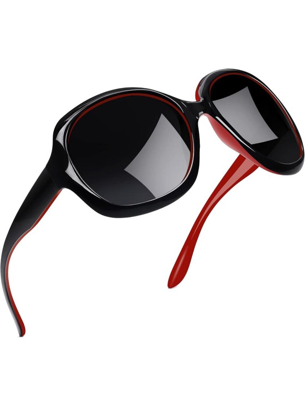 Women's Red Black Polarized UV Protection Sun Glasses Big Wide Shades Driving